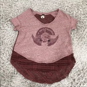 Free people if only records burgundy tee